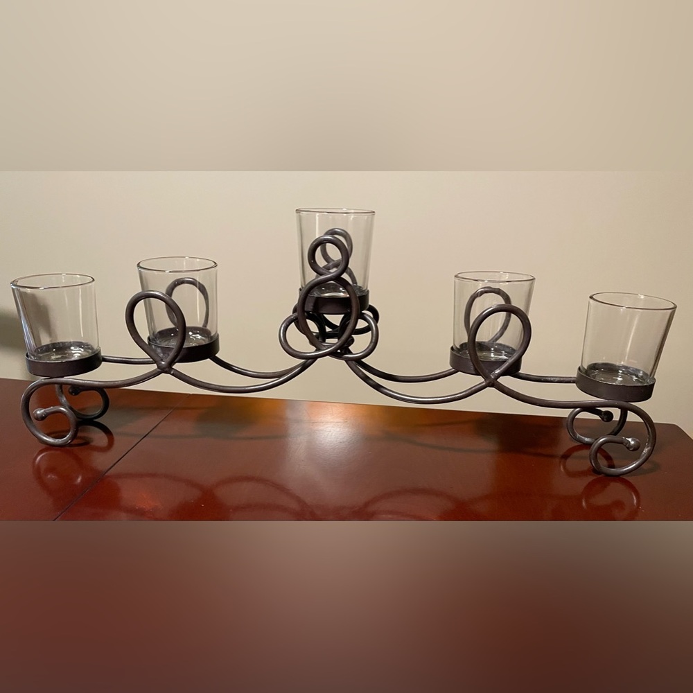 🤎 Multi Scrolling Metal Wire/Glass Candle Holder